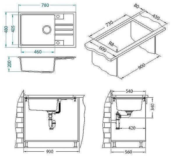Кухонная мойка Alveus Granital Intermezzo 130 Beige G55 780x480x200 1117048 Бежевая