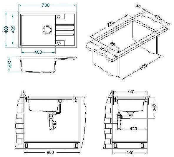 Кухонная мойка Alveus Granital Intermezzo 130 Beige G55 780x480x200 1117048 Бежевая