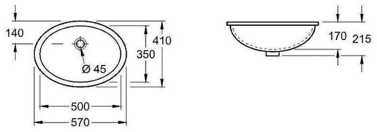 Раковина Villeroy&Boch Evana 57 614700R1 Альпийский белый Раковина Villeroy&Boch Evana 57 614700R1 Альпийский белый