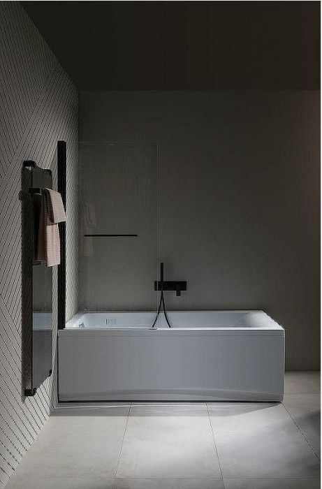 Шторка на ванну Allen Brau Priority 80 3.31022.BBA профиль Черный браш стекло прозрачное