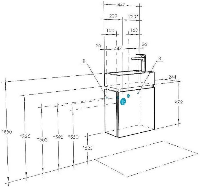 Тумба под раковину Aquaton Эклипс М 45 L 1A172801EK49L подвесная Белый Эбони светлый