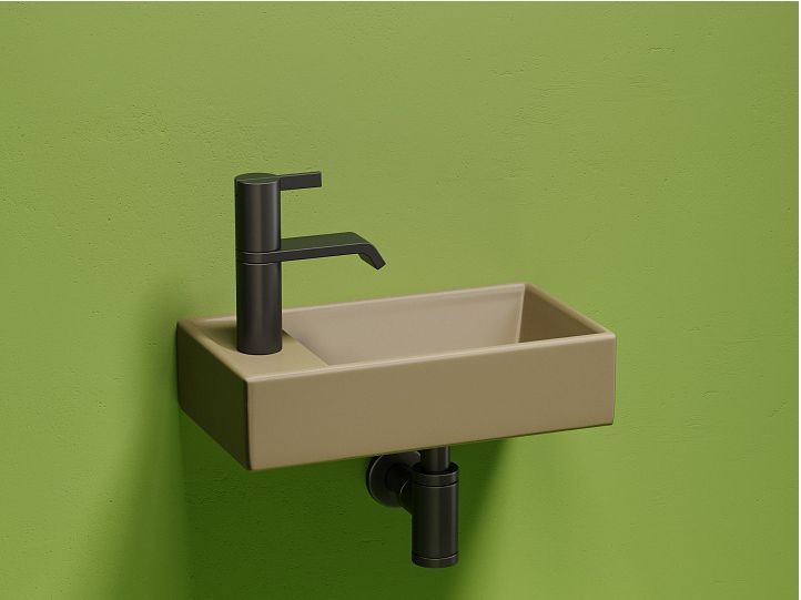 Умывальник CERAMICANOVA Element подвесной прямоугольный (чаша справа, отверстие под смеситель слева) цвет капучино матовый CN6051RMC