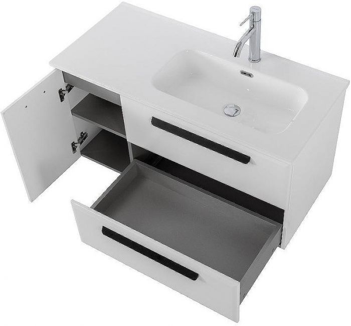 Тумба под раковину Cezares Eco-Cer-N 100 R ECO-CER-N-1000-2C-1A-SO-BL-R подвесная Bianco Lucido без ручек