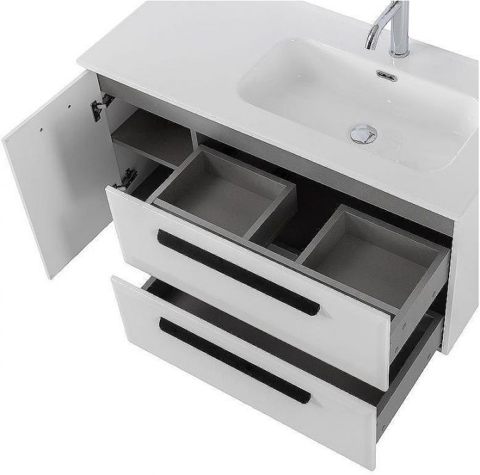 Тумба под раковину Cezares Eco-Cer-N 100 R ECO-CER-N-1000-2C-1A-SO-BL-R подвесная Bianco Lucido без ручек