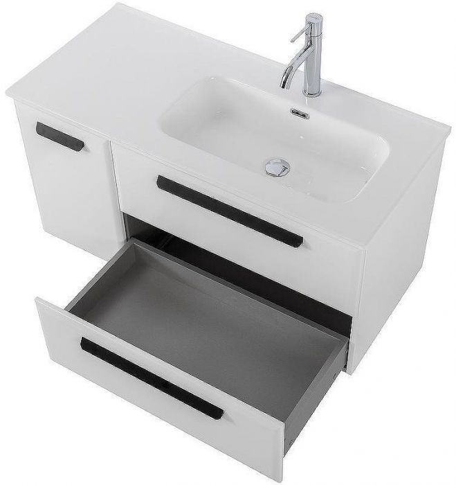 Тумба под раковину Cezares Eco-Cer-N 100 R ECO-CER-N-1000-2C-1A-SO-BL-R подвесная Bianco Lucido без ручек