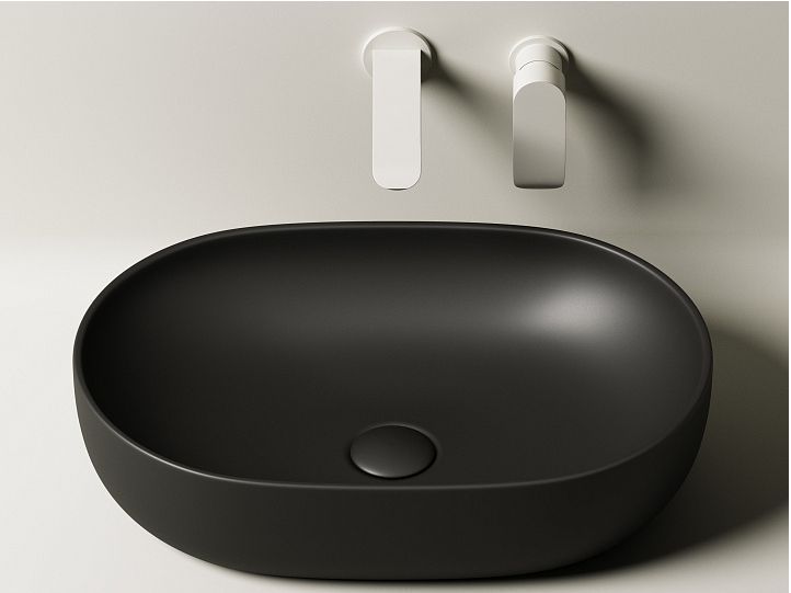 Умывальник CERAMICANOVA Element чаша накладная овальная (цвет Чёрный Матовый) CN6047MB