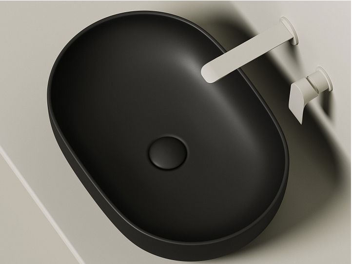 Умывальник CERAMICANOVA Element чаша накладная овальная (цвет Чёрный Матовый) CN6047MB