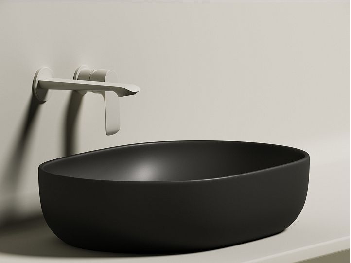 Умывальник CERAMICANOVA Element чаша накладная овальная (цвет Чёрный Матовый) CN6047MB
