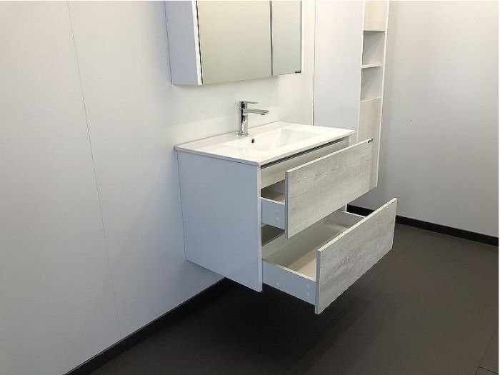 Тумба с раковиной Comforty Женева 75 00004137097 подвесная Дуб белый