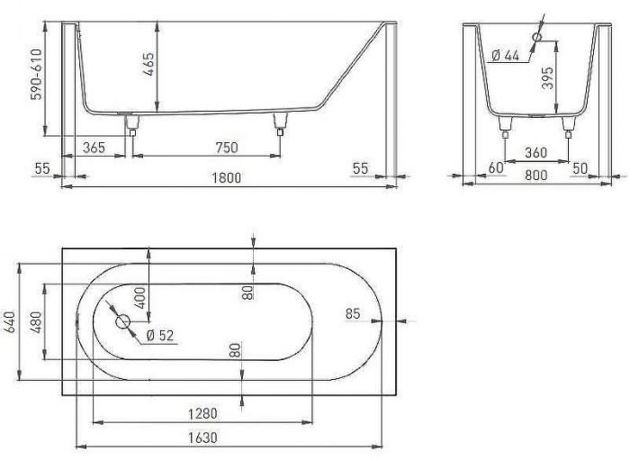 Ванна из искусственного камня Salini Ornella 180х80 102322M Белая матовая