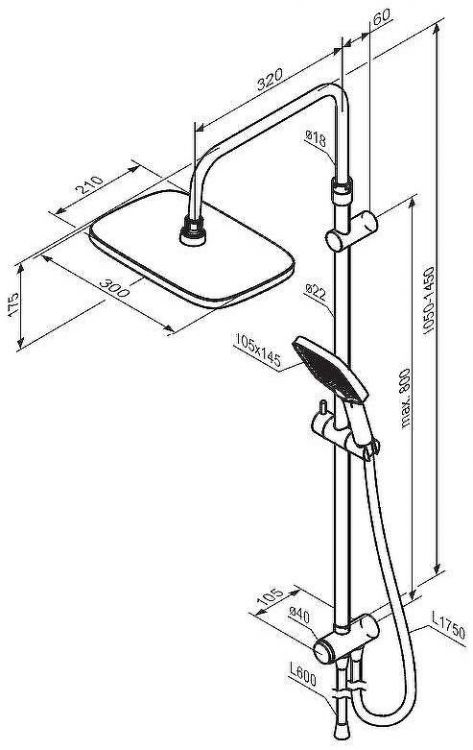 Душевая система Damixa Gala 953000300 Черная матовая