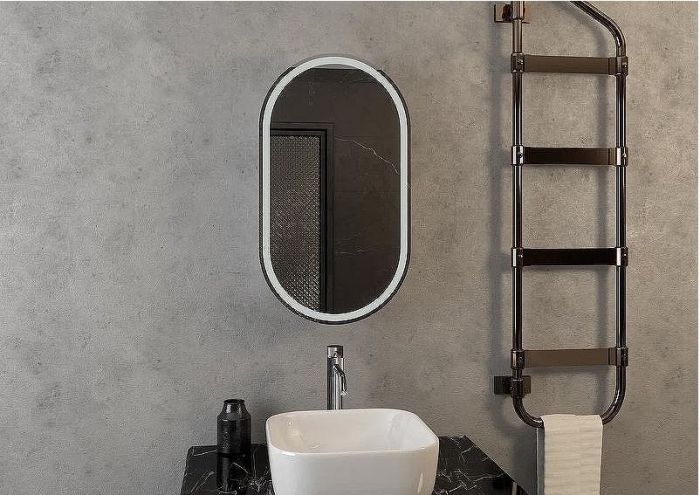 Зеркальный шкаф Континент Elmage black LED 45 МВК049 с подсветкой Черный