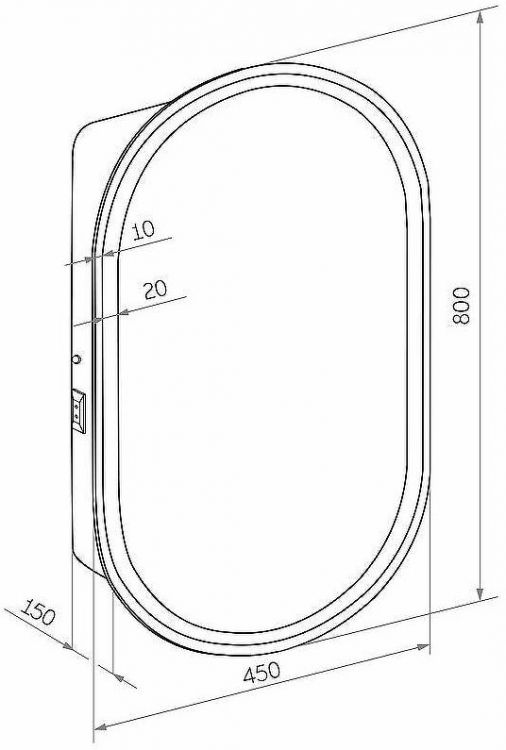 Зеркальный шкаф Континент Elmage black LED 45 МВК049 с подсветкой Черный