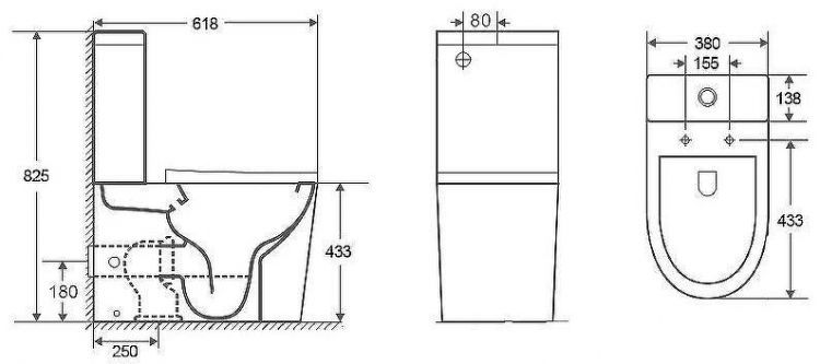 Унитаз компакт CeramaLux 2179XMH Светло-серый матовый с бачком и сиденьем Микролифт