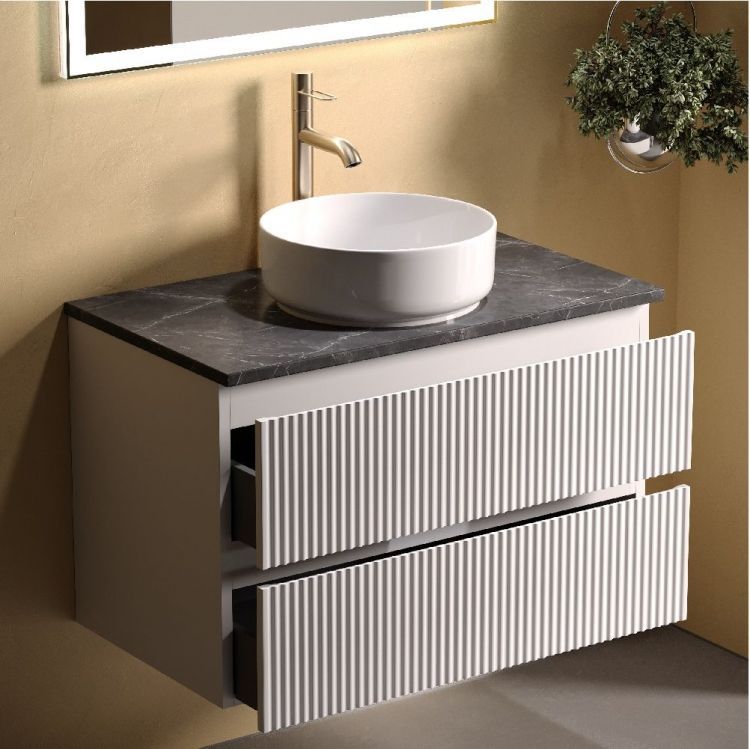 Тумба подвесная SANCOS Snob R, Bianco 790х445х500, под столешницу с отверстием под смеситель, цвет Black Sky, SNR80W