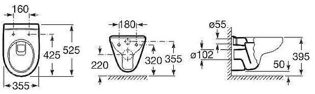 Комплект унитаза с инсталляцией Roca Victoria 893100000 с сиденьем Микролифт и клавишей смыва Хром