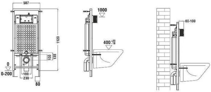 Комплект унитаза BelBagno Uno BB3105CHR/SC с сиденьем Микролифт и инсталляцией WeltWasser WW Marberg 507 10000005949+10000005953 с клавишей смыва Хром глянцевый