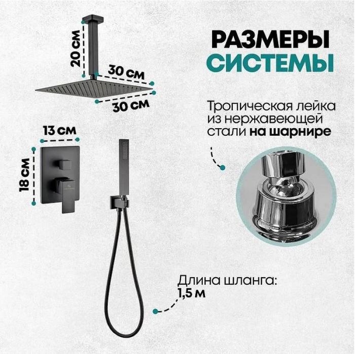 Душевая система Grocenberg GB5089BL-4 Черная матовая