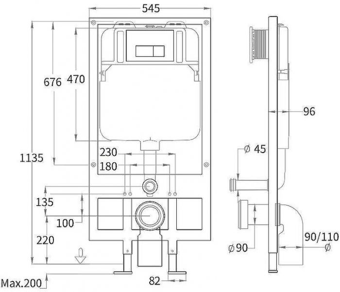 Инсталляция WeltWasser WW Bamberg 545 10000010288 для унитаза без клавиши смыва