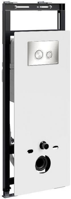Инсталляция WasserKRAFT Salm 27TLT.010.ME.WH.BN01 для унитаза Белое стекло с клавишей смыва Никель