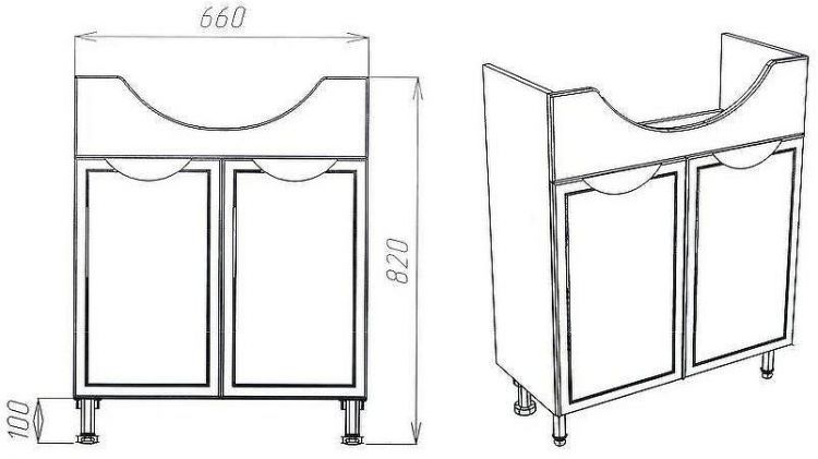 Тумба под раковину VIANT Лима 70 VLIM70ER-T2ST Белая