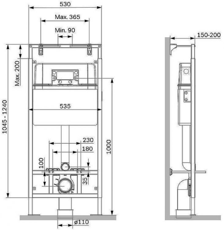 Инсталляция AM.PM MasterFit I012710 для унитаза без клавиши смыва