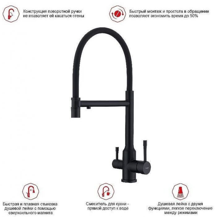 Смеситель для кухни Raglo R81.63.06 Черный матовый