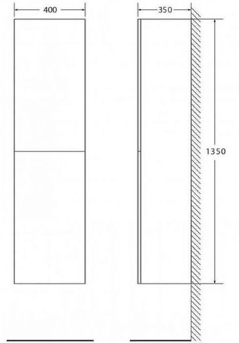 Шкаф пенал BelBagno Luce 40 LUCE-1350-2A-SC-PL подвесной Polissandro