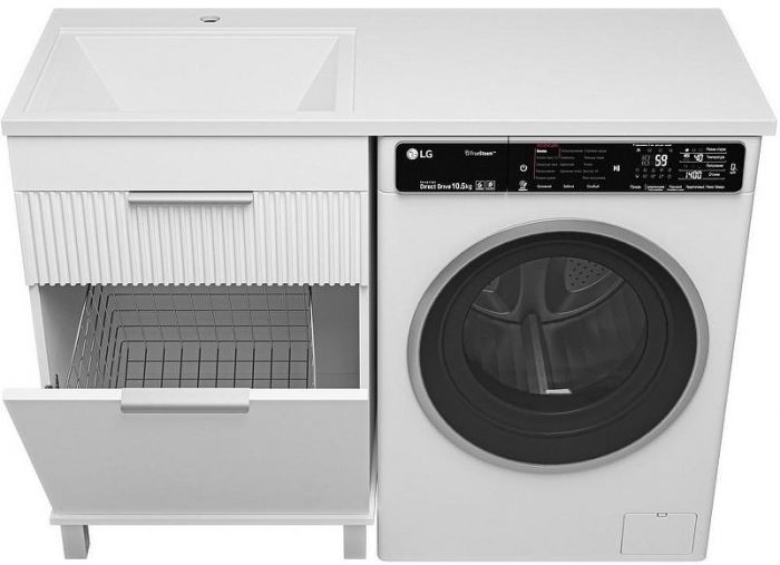 Тумба с раковиной Brevita Enfida 120 L УТ000024652 с бельевой корзиной Белая матовая