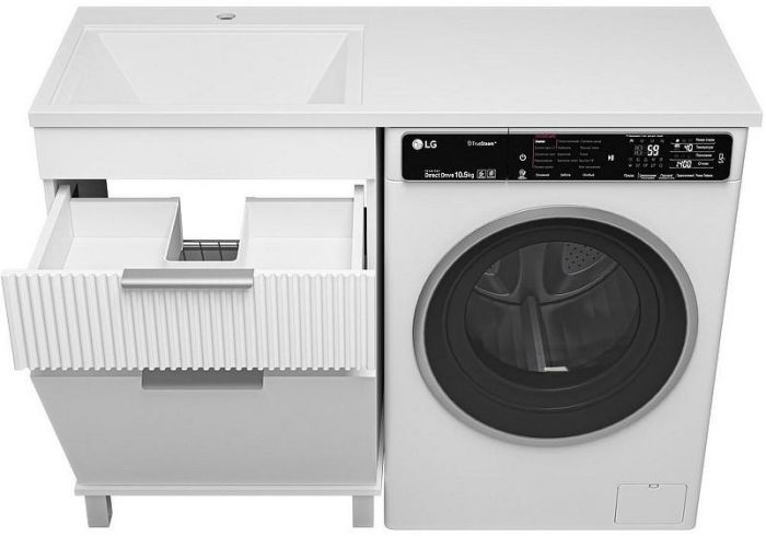 Тумба с раковиной Brevita Enfida 120 L УТ000024652 с бельевой корзиной Белая матовая