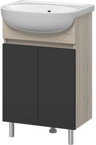 Тумба с раковиной Misty Поло 50 УТ000014009 Антрацит Дуб Галифакс белый