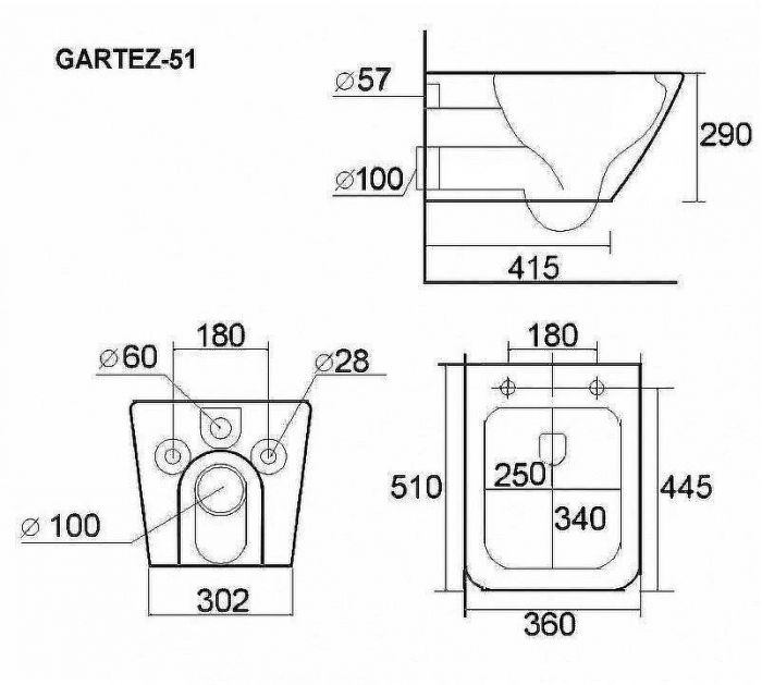 Унитаз Esbano Gartez-51 ESUPGART51W подвесной с сиденьем Микролифт