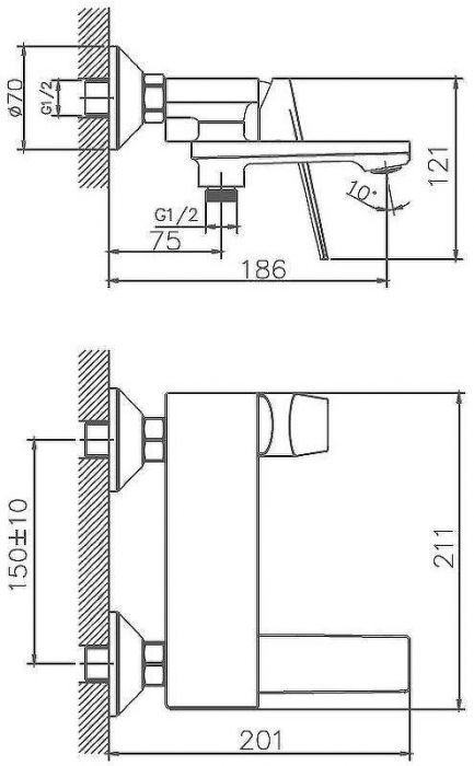 Смеситель для ванны Haiba HB60533-3 Пепельный