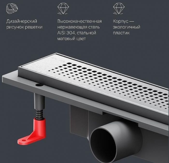Душевой лоток AM.PM PrimeFlow 40 W02SC-P11-040-01SB с решеткой Хром матовый Cut Gradient