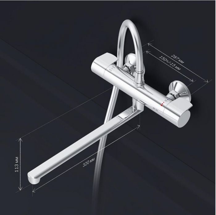 Смеситель для ванны AM.PM X-Joy F85A50900 универсальный с термостатом Хром