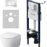 Комплект унитаза с инсталляцией AM.PM Sense FlashClean IS90201.741701 с сиденьем Микролифт и Белой глянцевой клавишей смыва