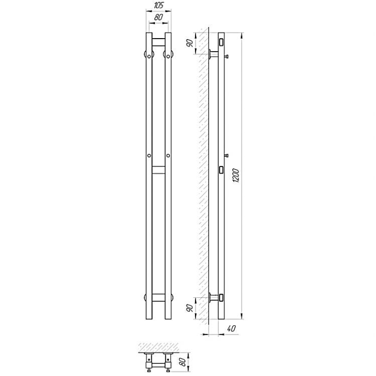 Полотенцесушитель электрический Laris Прайм Дуэт П2 120х8 белый Полотенцесушитель электрический Laris Прайм Дуэт П2 120х8 белый