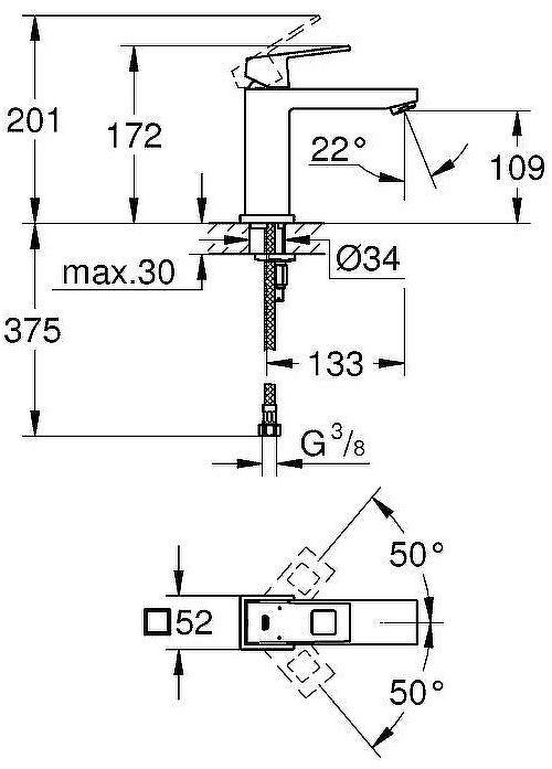 Смеситель для раковины Grohe Eurocube 23446000 Хром