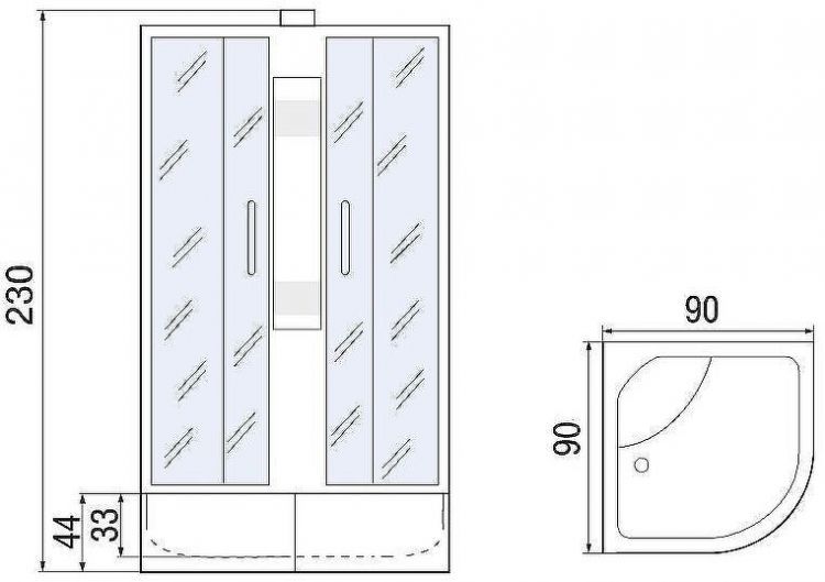 Душевая кабина Мономах XL Б/К 90x90x44 С МЗ 10000012110 без гидромассажа