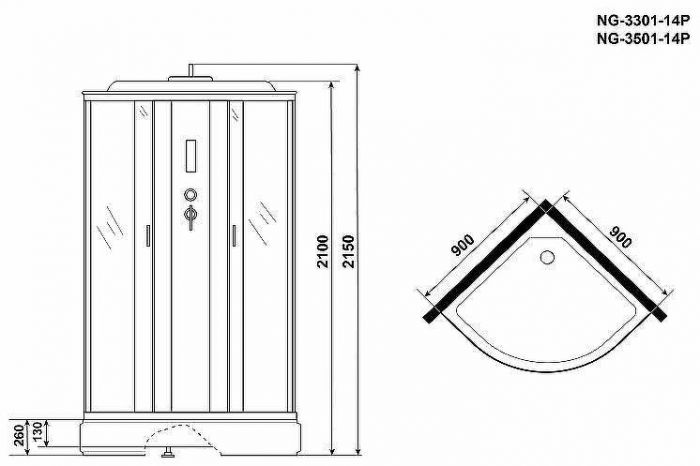 Душевая кабина Niagara Classic 90x90 NG-3301-14P без гидромассажа