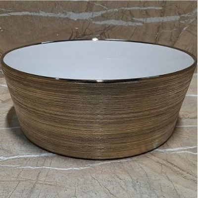 Раковина-чаша CeramaLux 37 C1055 Бело-золотая