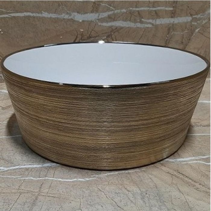 Раковина-чаша CeramaLux 37 C1055 Бело-золотая