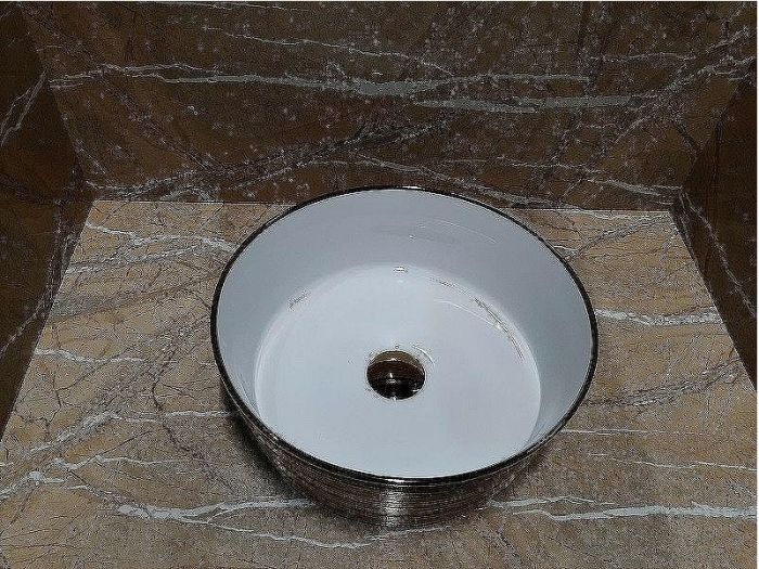 Раковина-чаша CeramaLux 37 C1055 Бело-золотая