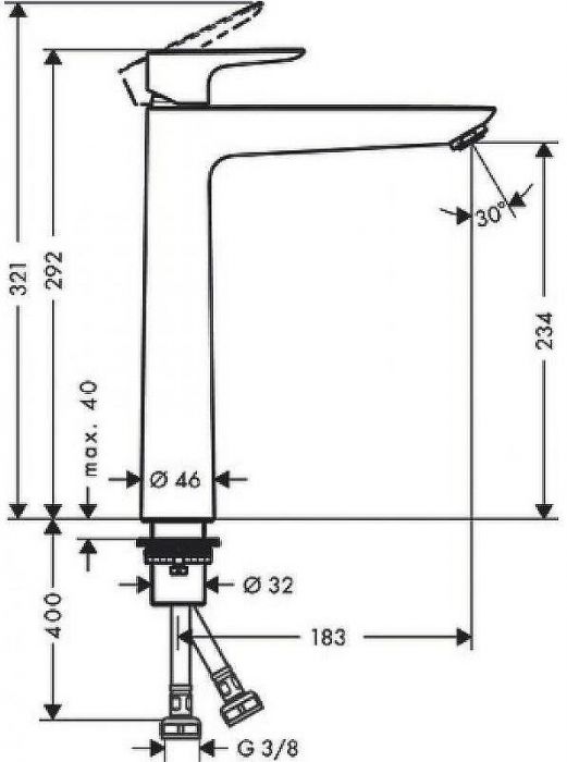 Смеситель для раковины Hansgrohe Talis E 71717140 Шлифованная бронза