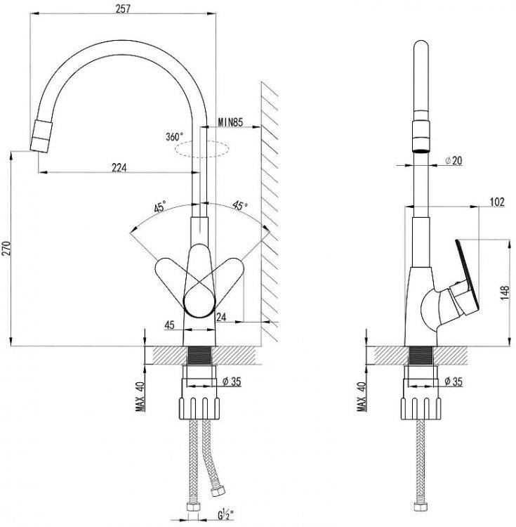 Смеситель для кухни AWP Sintur K1003CG цвет Хром Серый Смеситель для кухни AWP Sintur K1003CG цвет Хром Серый