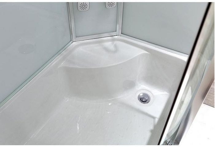 Душевая кабина Black&White Galaxy 550712r с гидромассажем профиль Серебристый хром задняя стенка Белая