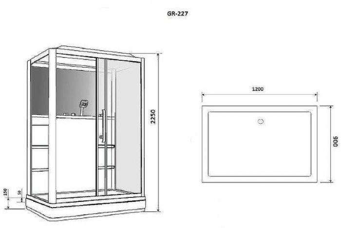 Душевая кабина Grossman 120x90 GR227L с гидромассажем
