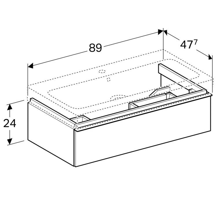 Тумба под раковину Geberit iCon, 89x48, темно-серый [841291000]