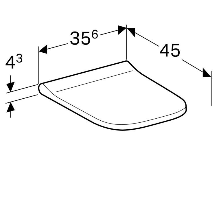 Сиденье для унитаза Geberit Smyle Square антибактериальное, SoftClose, крепление сверху, высота 43 мм [500.237.01.1]