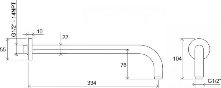 Вывод боковой для душа Ravak 702.00 X07P112